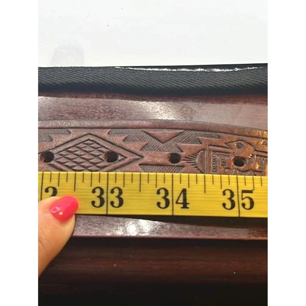Vintage Tooled Genuine Leather Belt (Made in USA)